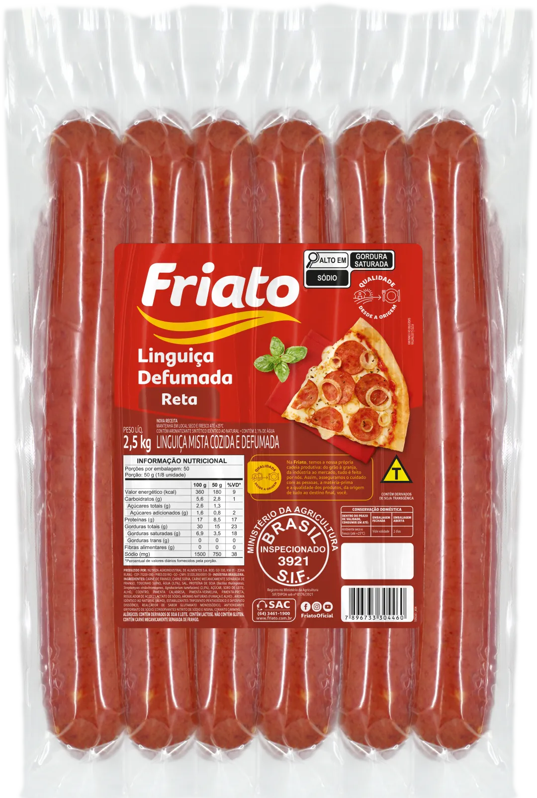Linguiça Defumada Reta (2,5kg)