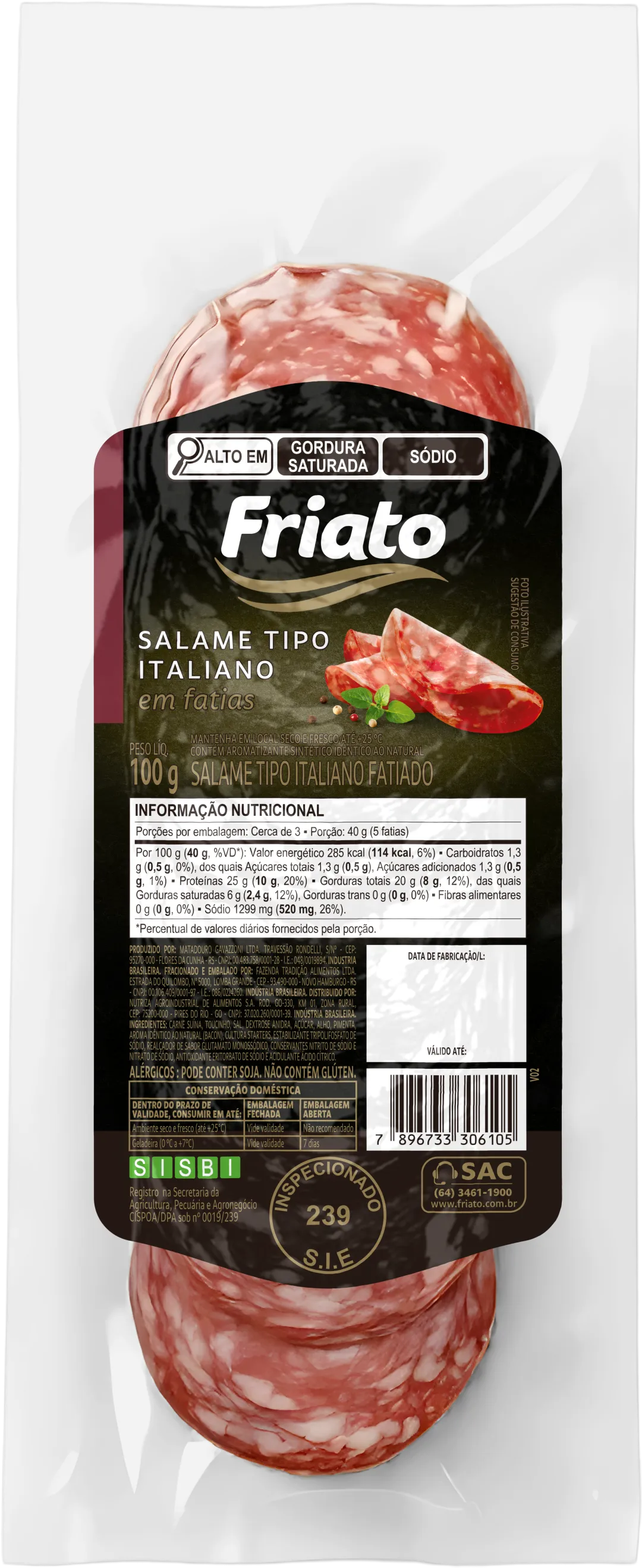 Salame tipo Italiano em fatias