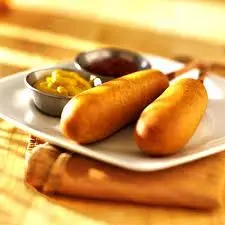 Cold sausage breaded on a stick